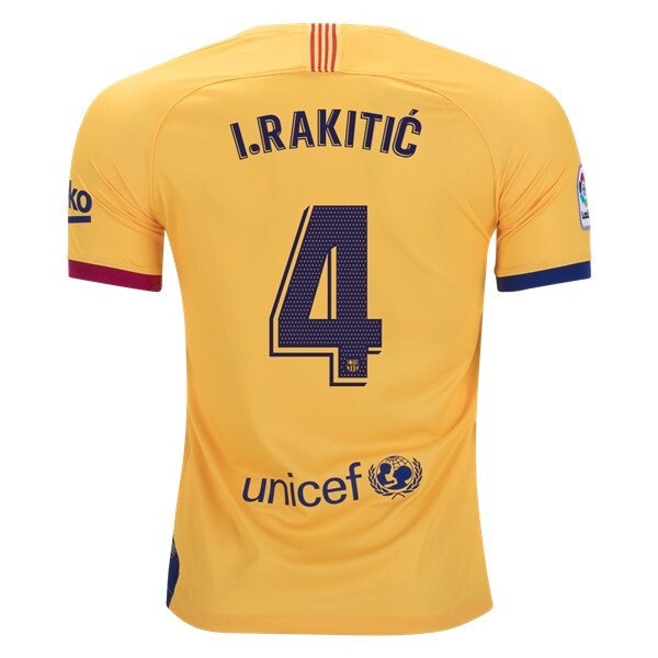 Trikot Barcelona NO.4 I.Rakitic Auswarts 2019-20 Gelb Fussballtrikots Günstig